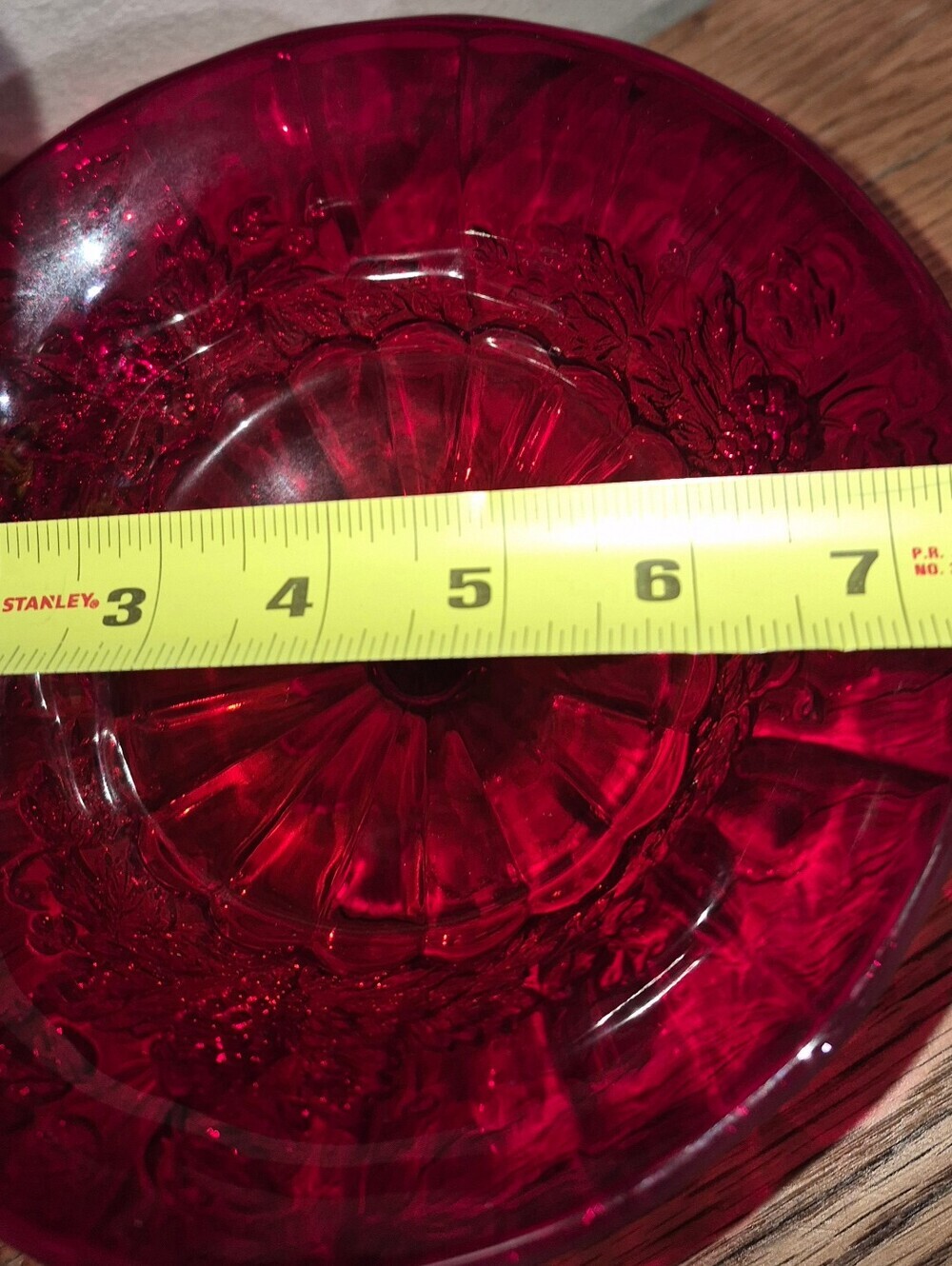 Vintage Ruby Red Glass Pedestal Compote Bowl - Picture 6 of 6